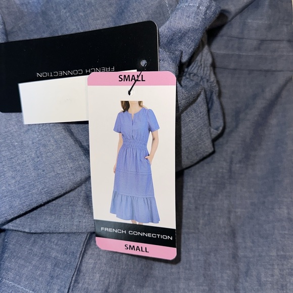 French Connection Blue Flutter Sleeve Midi Sundress - Picture 3 of 5